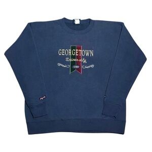 Vintage 90s Georgetown Hoyas Jansport College Crewneck Sweatshirt Blue